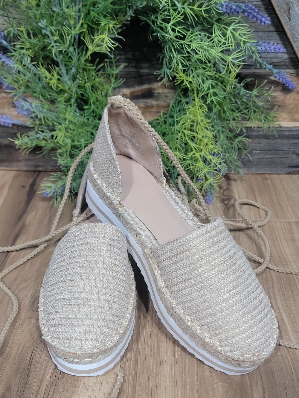 J Lo Lace-Up Espadrilles 6.5